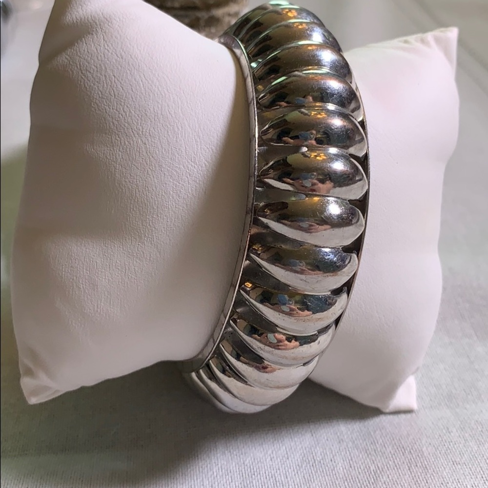 Silver chunky bangle bracelet